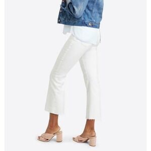 Spanx Cropped Flare Pull-On Shaping Denim Jeans White 20232R Small S Kick